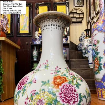 Bình họa tiết Hoa Khai Phú Quý